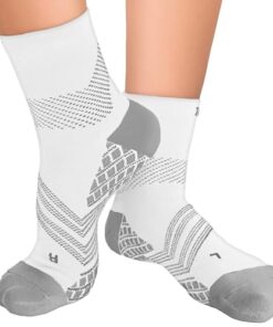 TechWare Pro Plantar Fasciitis Socks – Therapy Grade Targeted Cushion Compression Socks for Men & Women. Ankle Brace Foot Sleeve & Arch Support for Achilles Tendonitis & Heel Pain Relief Wht/Gy LRG