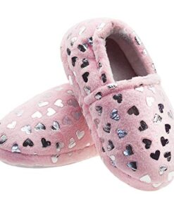 Lulex Girls Cute Fleece Heart Slippers Warm Household Indoor Home Slippers 3 M US Light Pink