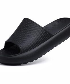 Comwarm Pillow Slide Sandals for Women Men Ultra Comfort Cloud Sandals Recovery Rubber Slippers Matte Black Size 7.5-8.5