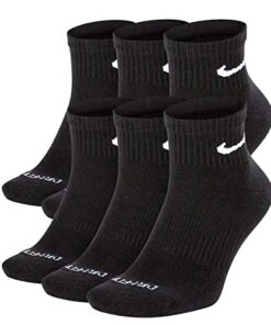 NIKE Plus Cushion Socks (6-Pair) (M (Men’s 6-8 / Women’s 6-10), Ankle(Quarter) Black)