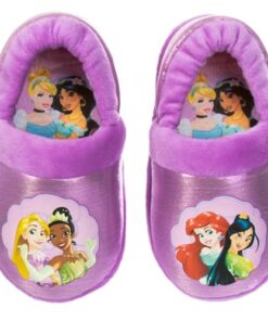 Disney Girl Encanto Cinderella Ariel Jasmine Tianna Princess Slippers – Plush Lightweight Warm Comfort Soft Aline Girls toddler House Slippers – Purple (size 9-10 Toddler)