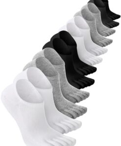 Bencailor 6 Pairs Women Toe Socks Cotton No Show Low Cut Invisible Socks Athletic Running Socks with Toes Separated for Men