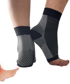 Neuropathy Socks, Plantar Fasciitis Compression Socks, 20-30 mmHg Ankle Compression Sleeve with Foot, Ankle, Arch Support for Plantar Fasciitis, Heel Pain, Foot Swelling & Fatigue (Black, S/M)