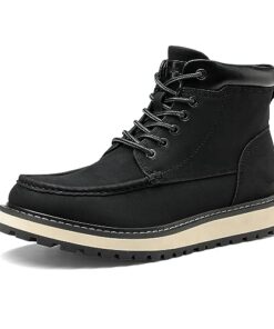 Bruno Marc Men’s Moc Toe Boot Fashion Comfort Casual Wedge Boots Black Size 9, SBCH2302M-1