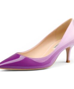 JOY IN LOVE Women’s Shoes Low Heels Pointy Toe Kitten Heel Daily Pumps White Purple 7.5 US