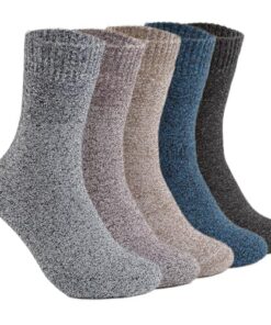 Josnown 5 Pairs Wool Socks Mens, Thick Warm Winter Thermal Hiking Socks, Soft Cozy Boot Socks