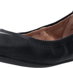 Amazon Essentials Women’s Belice Ballet Flat, Black Faux Leather, 12.5 Wide