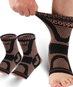 LISEPWU Copper Ankle Brace, Copper Infused Ankle Support Compression Sleeve for Men & Women, for Foot Pain Relief,Sprained Ankle, Achilles Tendonitis,Recovery, Daytime or Night Use(M)