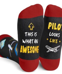 HAPPYPOP Pilot Gifts Air Traffic Controller Gifts – Airplane Gifts, Pilot Socks For Men Airplane Socks