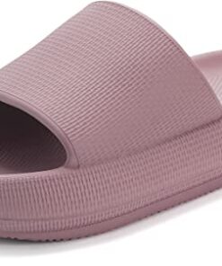 BRONAX Slides for Women Open Toe EVA Foam Soft Cushion Bathroom Spa Pool Pillow Slippers House Sandals Sandalias de Mujer Comfy Cushioned Thick Sole 37-38 Blush