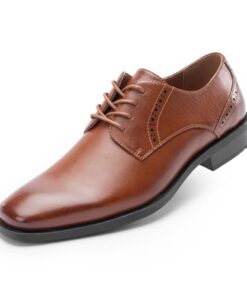 Cusolemore Mens Oxfords Lace Ups, Leather Lined, Square Toe Dress Shoes for Men Derby Formal Occasions Brown 10.5