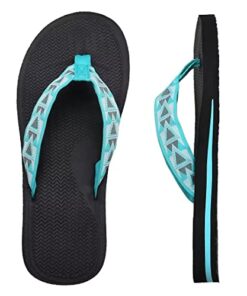 MEGNYA Comfortable Flat Flip Flops for Ladies, Non Slip Thong Sandals with Yoga Mat Foam, Athletic Toe Post Flip Flops for Outdoor Activities Hiking Mint Size 7