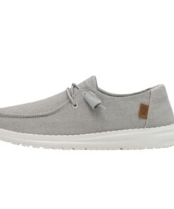 Hey Dude Women’s Wendy Chambray Light Grey Size 7 | Women’s Shoes | Women’s Slip On Shoes | Comfortable & Light-Weight