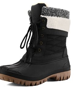 mysoft Women’s Winter Snow Boots Waterproof Insulated Mid-Calf Booties, Fur-lined Lace Up Shoes for Outdoor