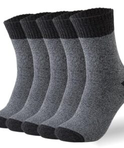 MOSOTECH 5 Pairs Wool Socks Mens, Warm Thick Winter Socks, Thermal Cushion Hiking Socks Boot Socks for Cold Weather