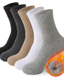 MOSOTECH 5 Pairs Wool Hiking Socks for Women Warm Winter Thermal Thick Cushioned Cozy Boot Work Soft Ladies Socks