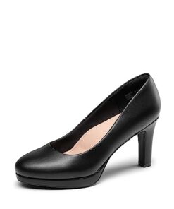 DREAM PAIRS Women’s Pumps Close Toe Low Heels Platform Heels Comfortable Office Work Dress Shoes for Women,Size 8.5,Black-Pu,SDPU2365W