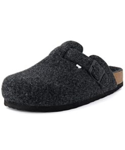 CUSHIONAIRE Hana Slip-On Buckle Clog with Cork Footbed +Memory Foam, Women’s Mules & Clogs, Charcoal Wool 9