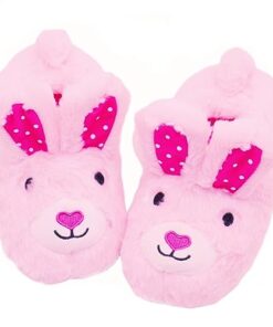 Elcssuy Girls Fluffy Slippers Bunny Faux Fur Fuzzy Slip-on House Slippers with Memory Foam House Shoes for Girls Bedroom Slippers size 10-11