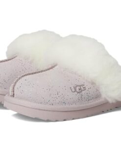 UGG Girls K Cozy II Shimmer Sky Slipper, Pale Smoke/Rainbow Metallic, 10 Toddler