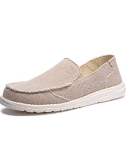 Kelway Mens Slip On Shoes Casual Slip-on Loafers Canvas Slip On Shoes Casual Sneakers Comfortable and Lightweight, Beige-13