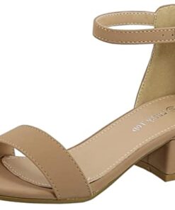 Lucky Top Girls Dress Sandal Low Heel Ankle Strap, Taupe, 13