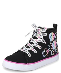 The Children’s Place Girls Casual Lace Up Hi Top Sneakers, Doodle Icons, 1 Big Kid