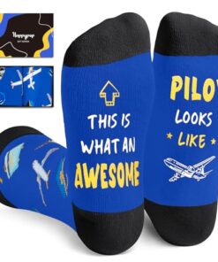 HAPPYPOP Pilot Gifts for Men – Airplane Gifts Air Traffic Controller Gifts, Pilot Socks For Men Airplane Socks