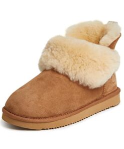 Dearfoams Women’s Fireside Perth Genuine Shearling Indoor/Outdoor Water Resistant Foldover Boot