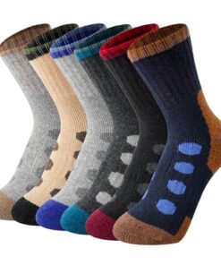 TOAMOUR Kids Merino Wool Hiking Socks, 6 Pairs Boys Girls Winter Warm Thick Thermal Socks, Boot Cushion Crew Socks