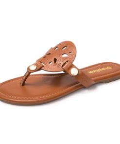 Women’s Flat Sandals Slip On Slide Sandals Flip Flop Thong Sandals Casual Summer Sandals Dresy Sandals Brown 8