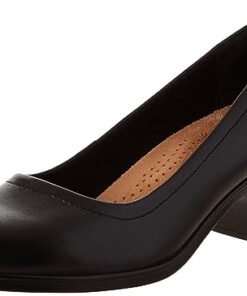 Clarks Women’s Emily2 Ruby Pump, Black Leather, 12