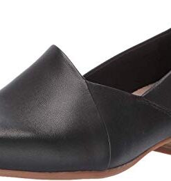 Clarks womens Juliet Palm Loafer, Black Leather, 8 Wide US