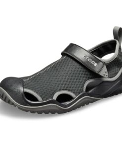 Crocs Men’s Swiftwater Mesh Deck Sandals, Black, 10