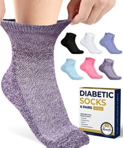 Pembrook Ankle Diabetic Socks for Men & Women | 6 Pairs | Black, White, Blue, Light Blue, Pink, Purple | Mens Diabetic Socks | Diabetic Socks for Men 9-12 | Ankle Neuropathy Socks for Men