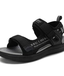 ShadowFax Boys Water Sandals Outdoor Hiking Adjustable Strap Sport Sandals Black/Grey 7.5 Big Kid