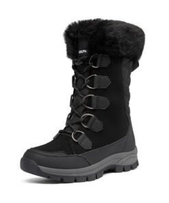 DREAM PAIRS Women’s Waterproof Winter Snow Boots, Warm Comfortable Faux Fur Insulated Non-Slip Outdoor Lace-Up Mid Calf Booties,Size 7.5,BLACK,SDSB2206W